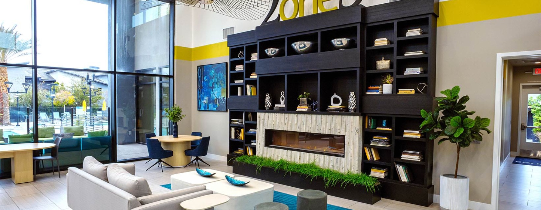 a community lounge with ample seating